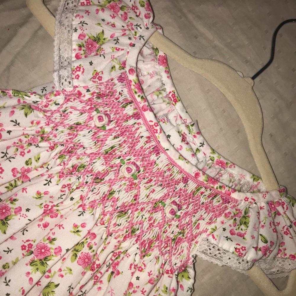 boutique smocked floral sunsuit